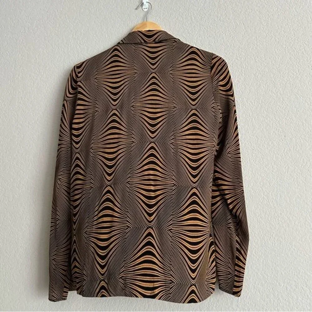 Mango Retro-print shirt Blazer Size 4 - Picture 4 of 8